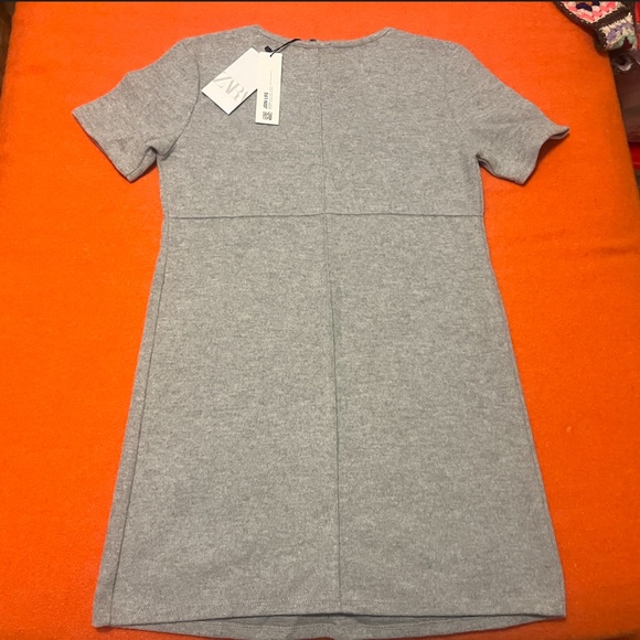 Zara grey basic short sleeve high neck mini dress NWT - Picture 5 of 5